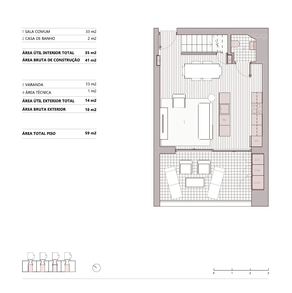 Planta da tipologia T2 duplex · 2E